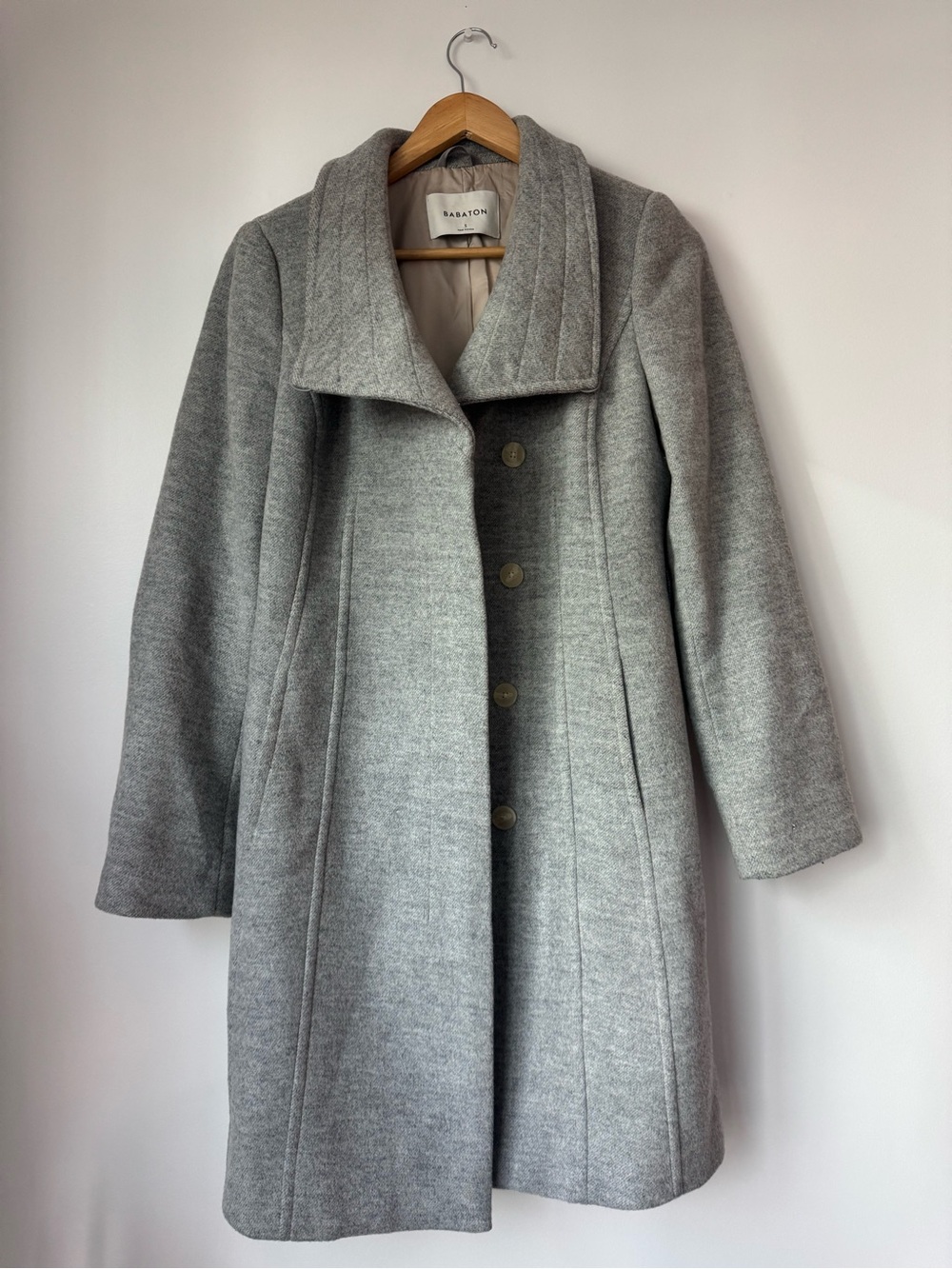 Babaton Aritzia Heather Grey Virgin Wool Blend Pearse Coat Small